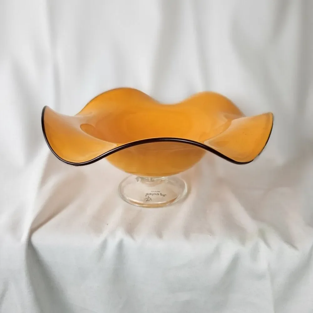 Charming Vintage Telaflora Orange Murano Glass Candy Dish‎ 1960s